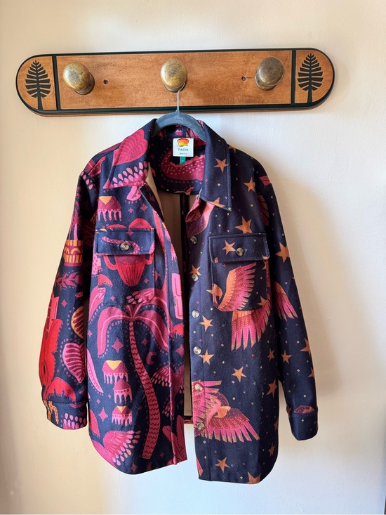 FARM Rio Jackets & Blazers - FARM Rio Navy Jacket with Pink and Coral Bird Print